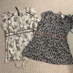 Bundle of 2 Motherhood Maternity Tunics - Black, white, and pink